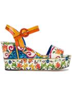 Dolce & Gabbana Majolica Print Platform Sandals - Multicolour