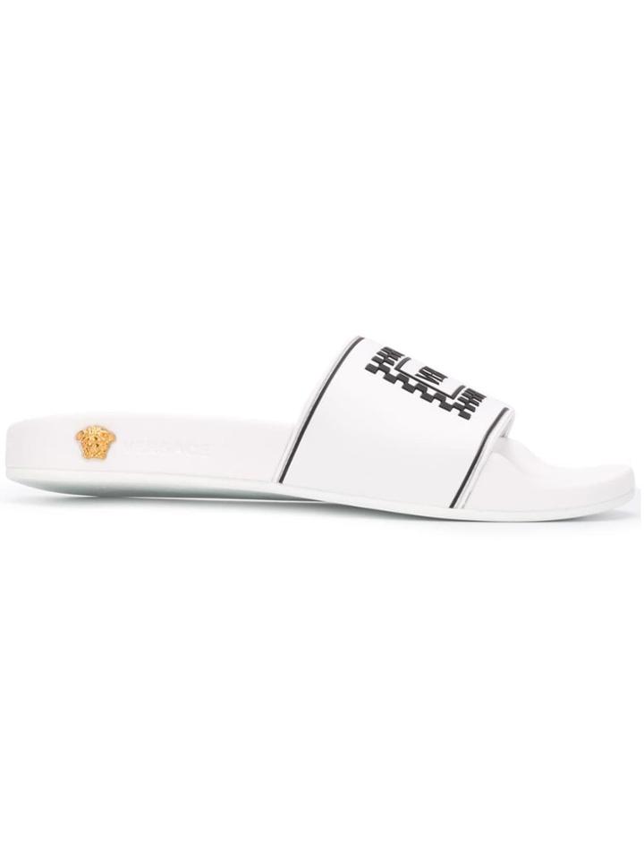 Versace 90s Vintage Logo Slides - White
