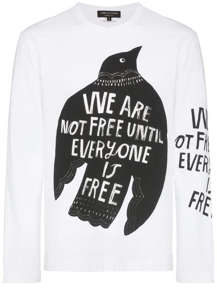 Comme Des Garçons Homme Plus We Are Not Free Print Cotton T-shirt -