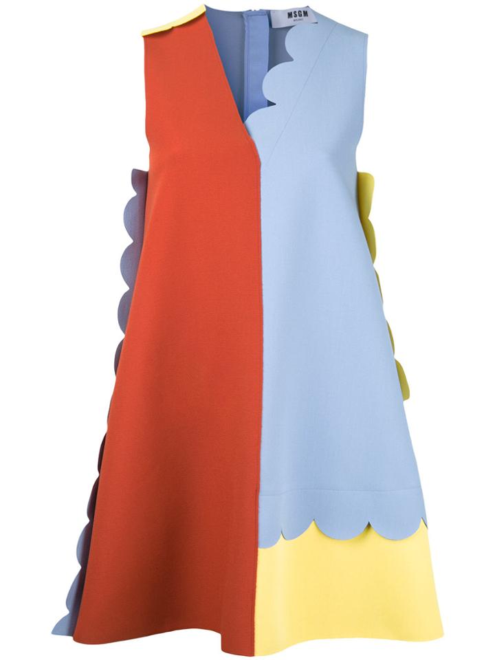 Msgm Colour Block Shift Dress - Blue
