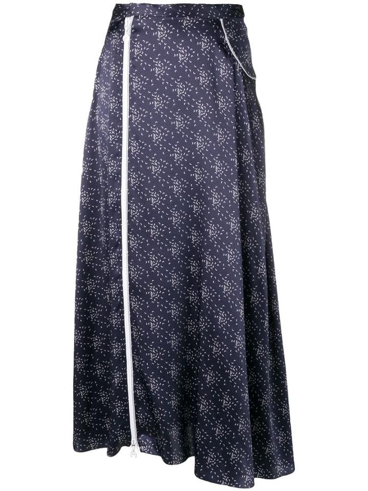 Marine Serre Asymmetric Midi Skirt - Blue