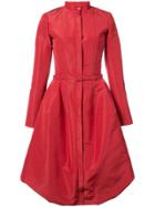 Oscar De La Renta Belted Puffer Dress - Red