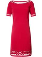 D.exterior - Sheer Trim Midi Dress - Women - Polyester/viscose - L, Red, Polyester/viscose
