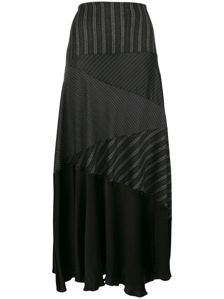 Romeo Gigli Pre-owned Stripe Flared Midi Skirt - Black