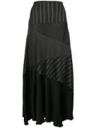 Romeo Gigli Pre-owned Stripe Flared Midi Skirt - Black