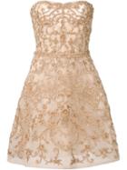 Monique Lhuillier Beaded Strapless Dress, Women's, Size: 6, Nude/neutrals, Silk/nylon/cotton