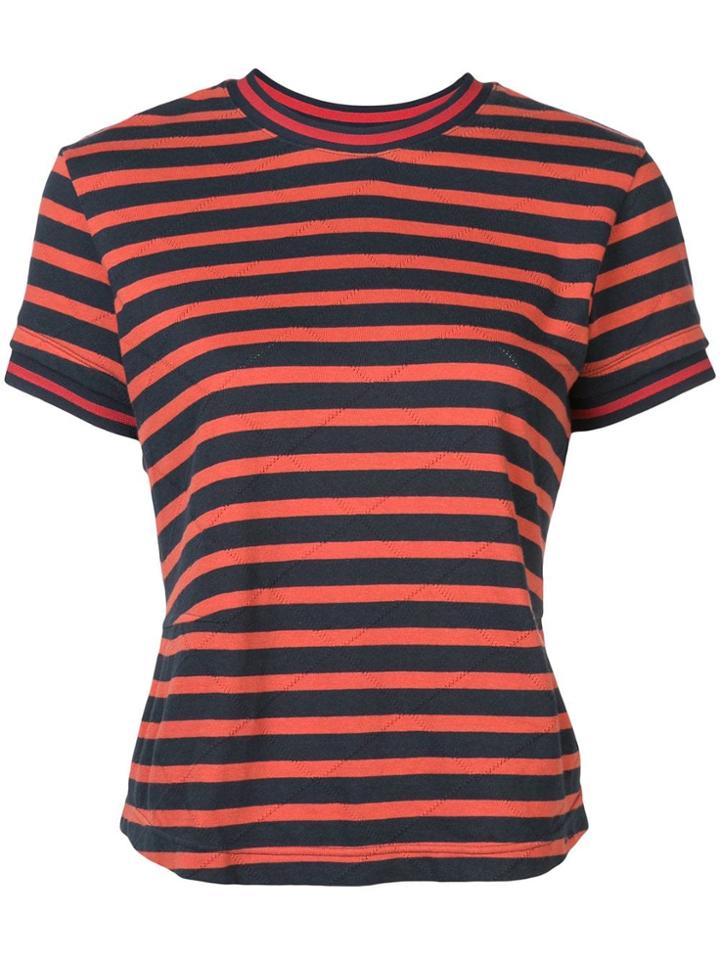 Derek Lam 10 Crosby Striped Pointelle T-shirt - Blue