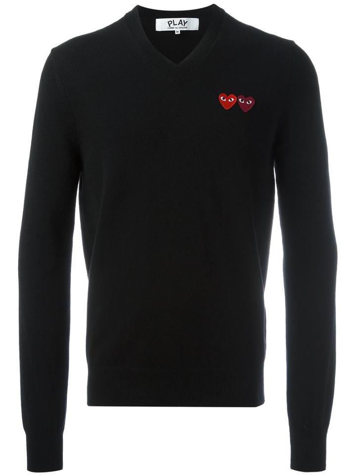 Comme Des Garçons Logo Patch Jumper, Men's, Size: Large, Black, Wool