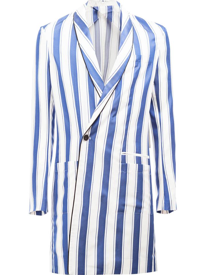 Haider Ackermann Striped Double-breasted Coat - Blue