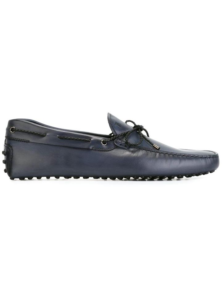 Tod S Gommino Driving Shoes, Men's, Size: 6, Blue, Leather/rubber