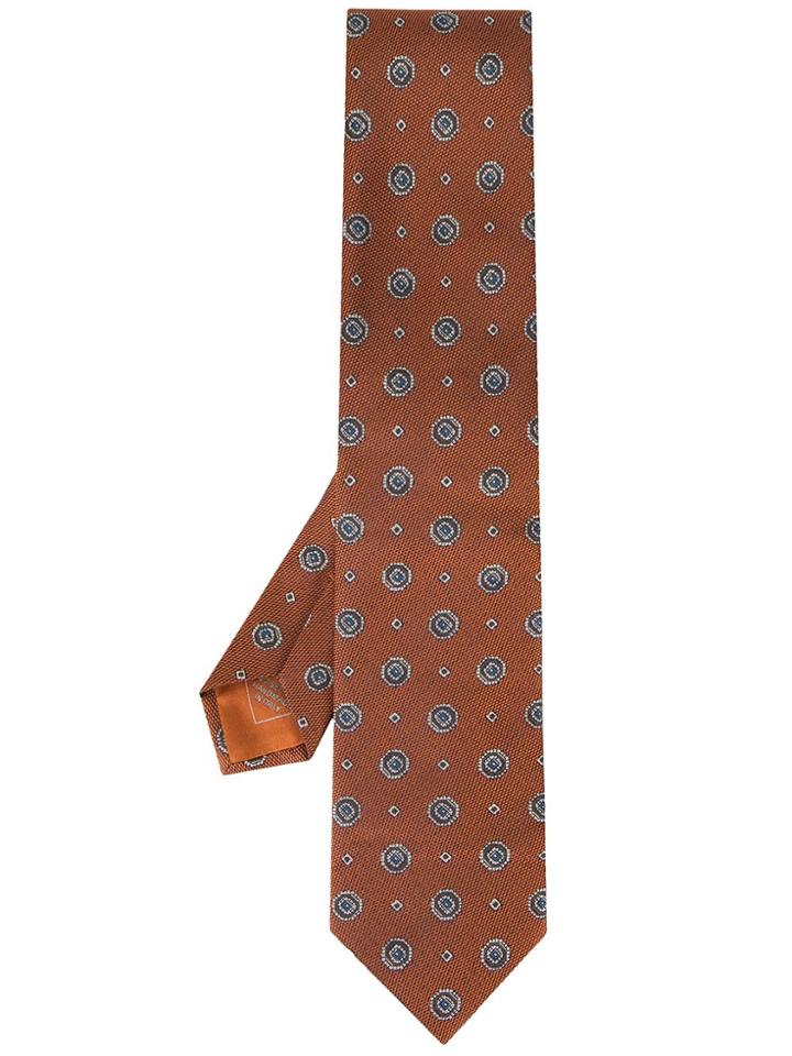 Brioni Circle-print Tie - Orange