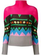Issey Miyake Cauliflower - Geometric Print Jumper - Women - Polyester - One Size, Pink/purple, Polyester