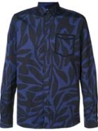 Oamc Leaf Print Shirt, Men's, Size: Medium, Blue, Cotton