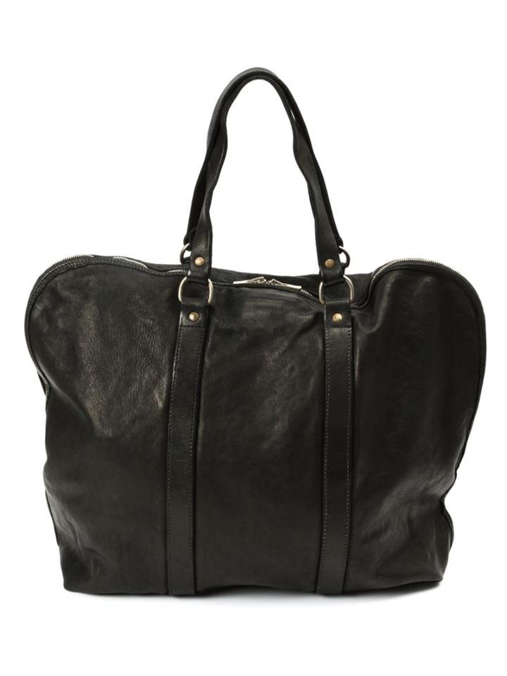 Guidi Zipped Tote, Men's, Black, Horse Leather