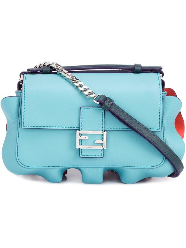 Fendi Micro 'double Baguette' Crossbody Bag, Women's, Blue, Acetate/leather