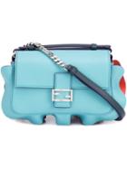 Fendi Micro 'double Baguette' Crossbody Bag, Women's, Blue, Acetate/leather