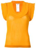 Marco De Vincenzo Pleated Short Sleeve Blouse - Yellow & Orange