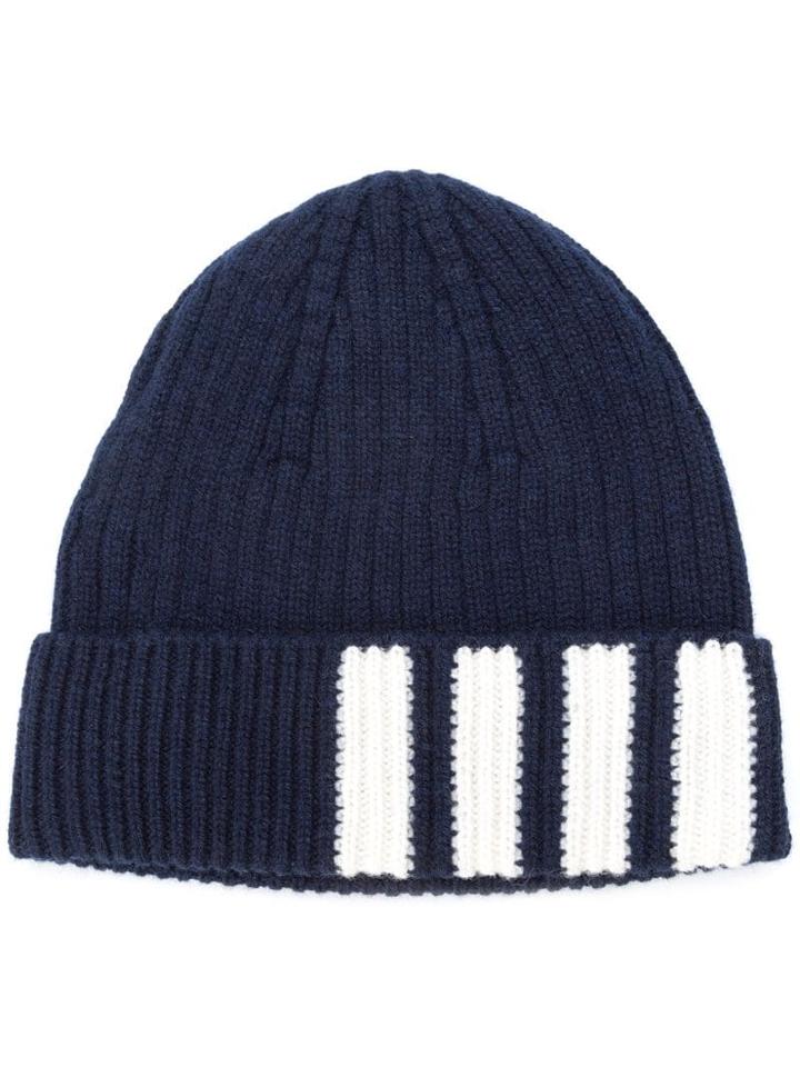 Thom Browne 4-bar Stripe Cashmere Rib Hat - Blue