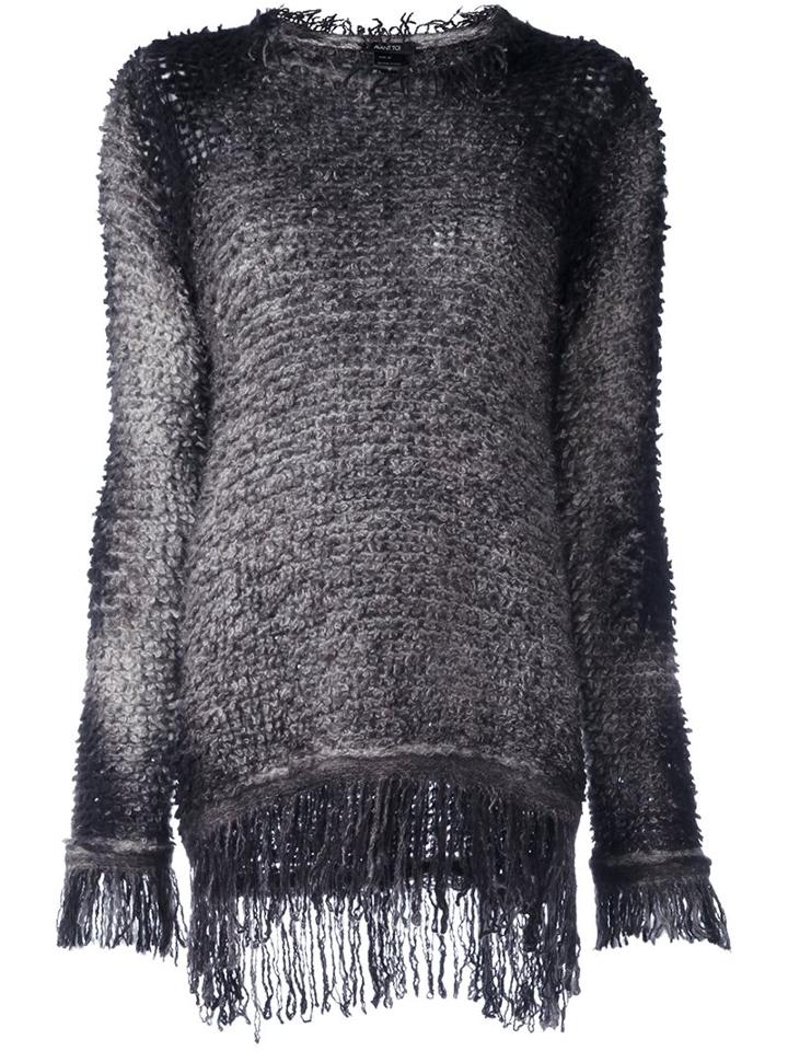 Avant Toi Textured Flocked Pullover, Women's, Size: Small, Grey, Silk/cashmere