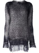 Avant Toi Textured Flocked Pullover, Women's, Size: Small, Grey, Silk/cashmere