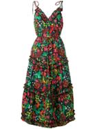 Escada Sport Floral Tiered Midi Dress - Black