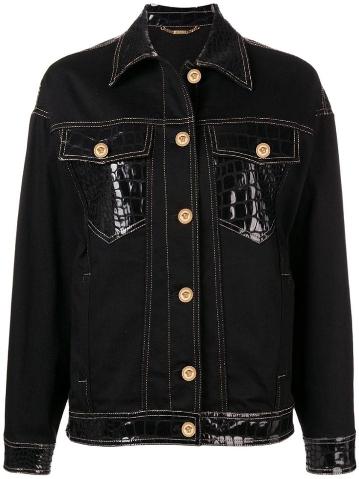 Versace Mock Croc Denim Jacket - Black