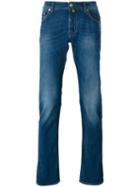 Jacob Cohen Stonewashed Slim-fit Jeans, Men's, Size: 36, Blue, Cotton/viscose/polyester/spandex/elastane