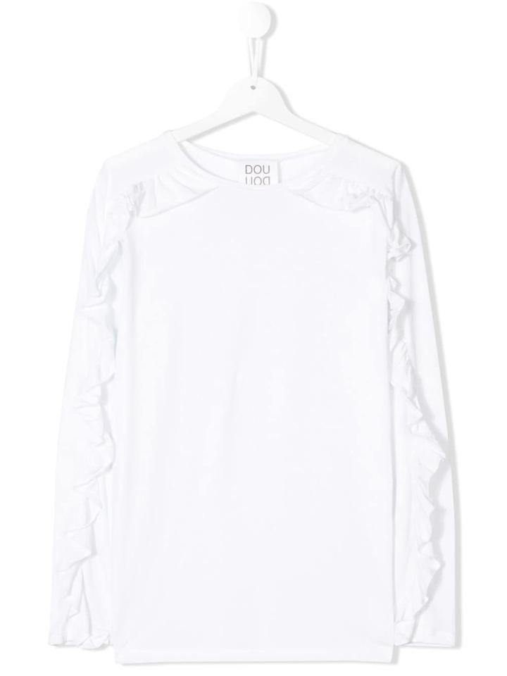 Douuod Kids Frill Sleeve T-shirt - White