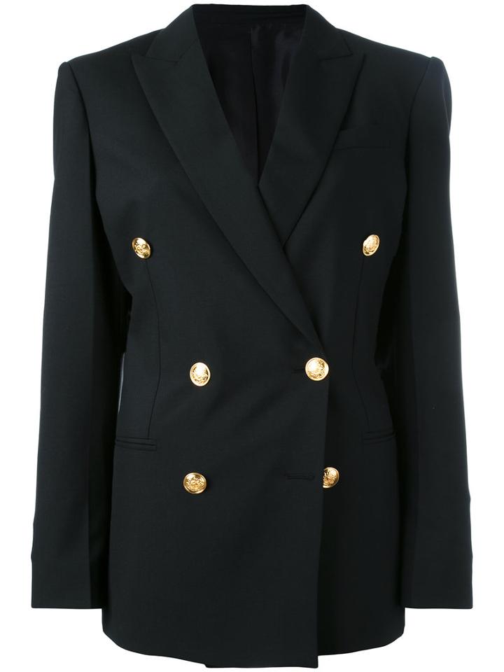 Céline Double Breasted Blazer, Women's, Size: 38, Black, Silk/cashmere/wool