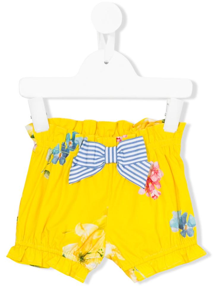 Lapin House - Floral Print Elasticated Shorts - Kids - Cotton/spandex/elastane - 24 Mth, Yellow/orange