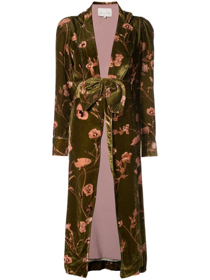 Johanna Ortiz Floral Belted Coat - Green