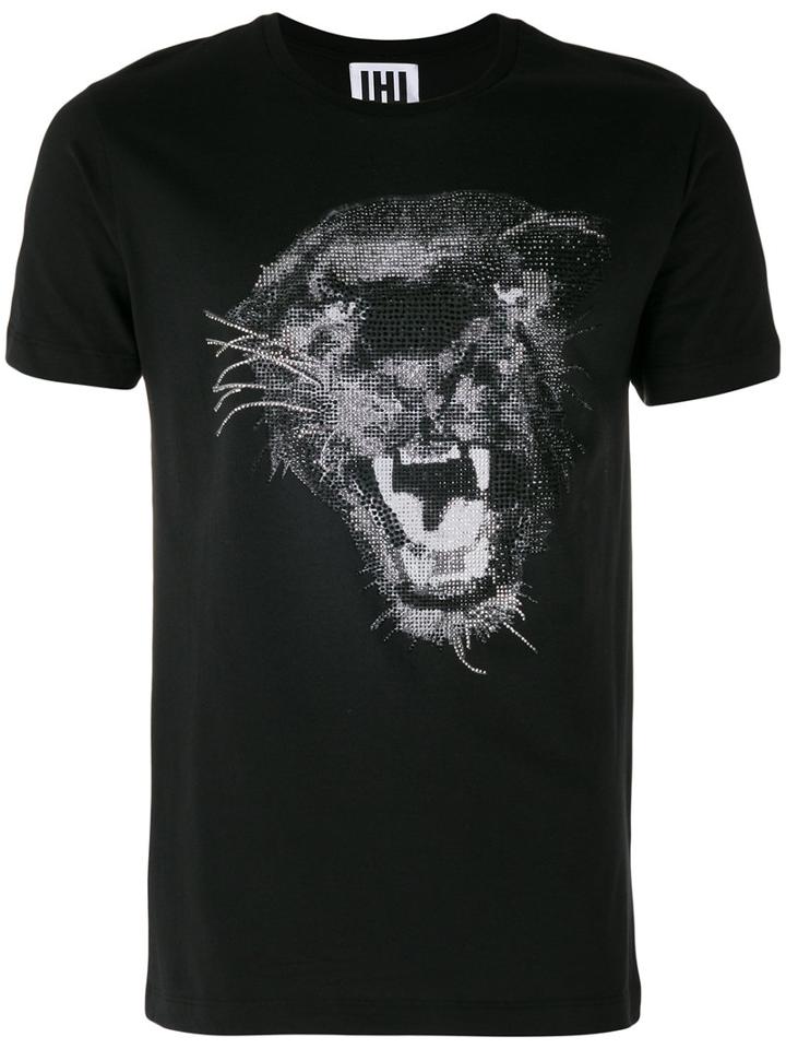 Les Hommes Urban Tiger Print T-shirt, Men's, Size: Small, Black, Cotton