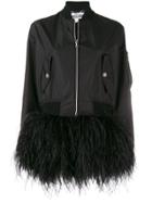 Moschino Feather Trim Bomber Jacket - Black