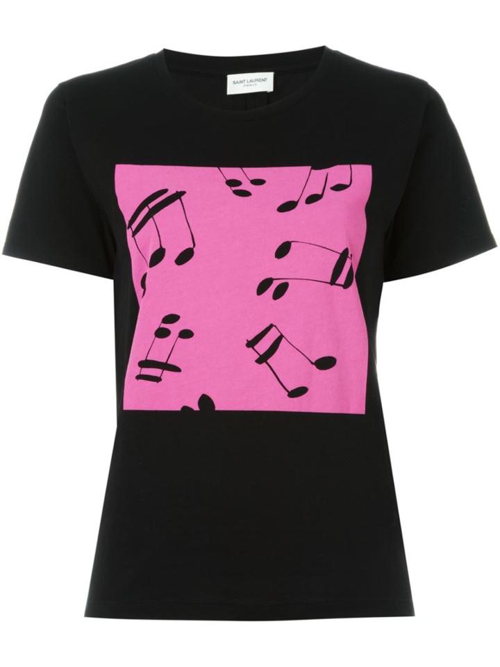Saint Laurent Music Note Printed T-shirt, Women's, Size: Large, Cotton