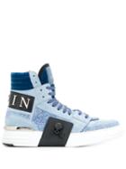 Philipp Plein Logo Hi-top Sneakers - Blue