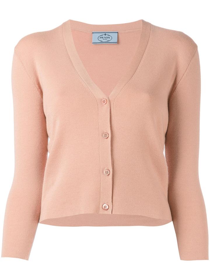Prada V-neck Cardigan, Women's, Size: 38, Pink/purple, Silk/cashmere