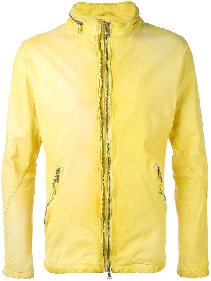 Giorgio Brato - Zipped Jacket - Men - Cotton/leather/nylon - 48, Yellow/orange, Cotton/leather/nylon