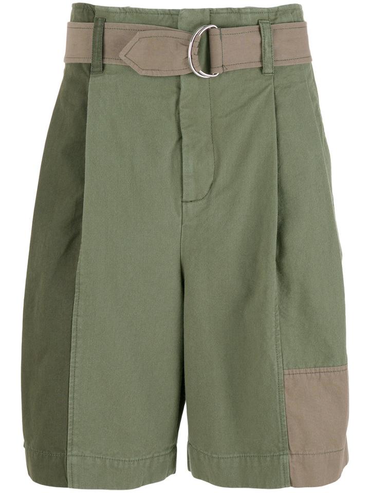 3.1 Phillip Lim Oversized Patchwork Shorts, Men's, Size: 29, Green, Cotton