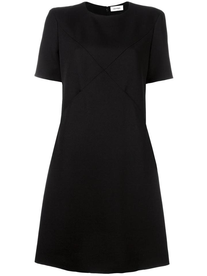 Courrèges Crossover Stitching Dress, Women's, Size: 34, Black, Polyester/viscose/wool