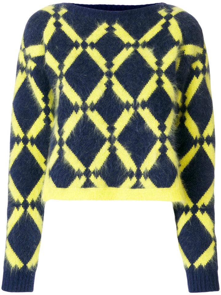 Versace Geometric-knit Jumper - Blue