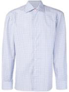 Isaia Checked Shirt, Men's, Size: 16, Blue, Cotton