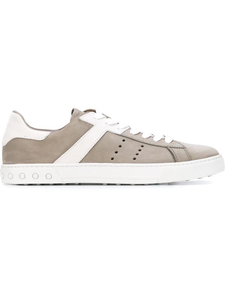 Tod S Panelled Sneakers, Men's, Size: 9, Grey, Suede/rubber/leather
