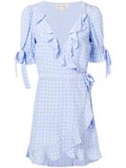For Love And Lemons Heart Print Ruffled Dress - Blue