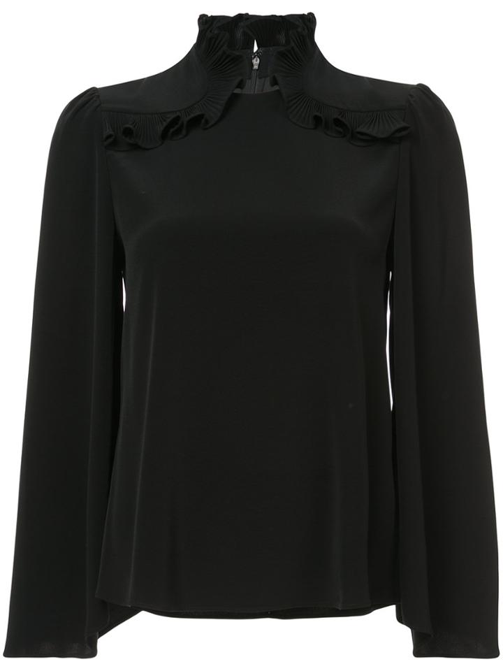 Co Ruffled Neck Long-sleeved Top - Black