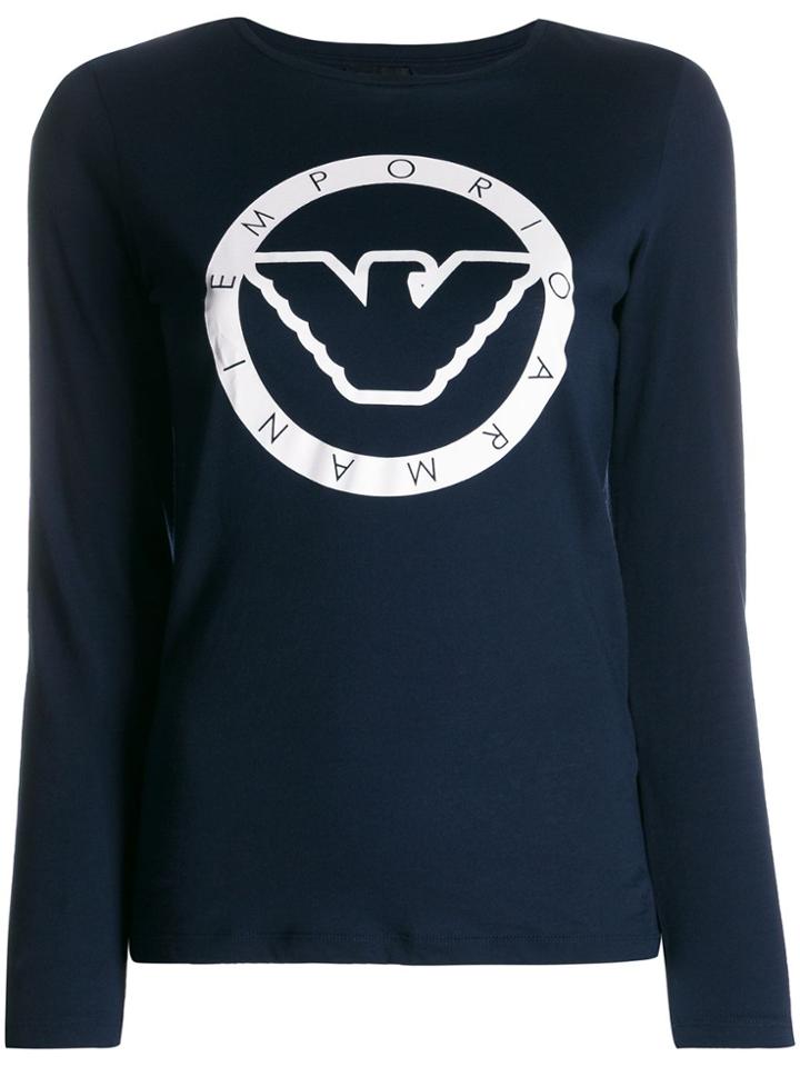 Emporio Armani Logo Long Sleeve T-shirt - Blue