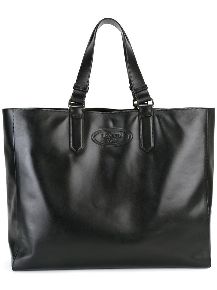 Lanvin Logo Embossed Tote, Women's, Black, Leather