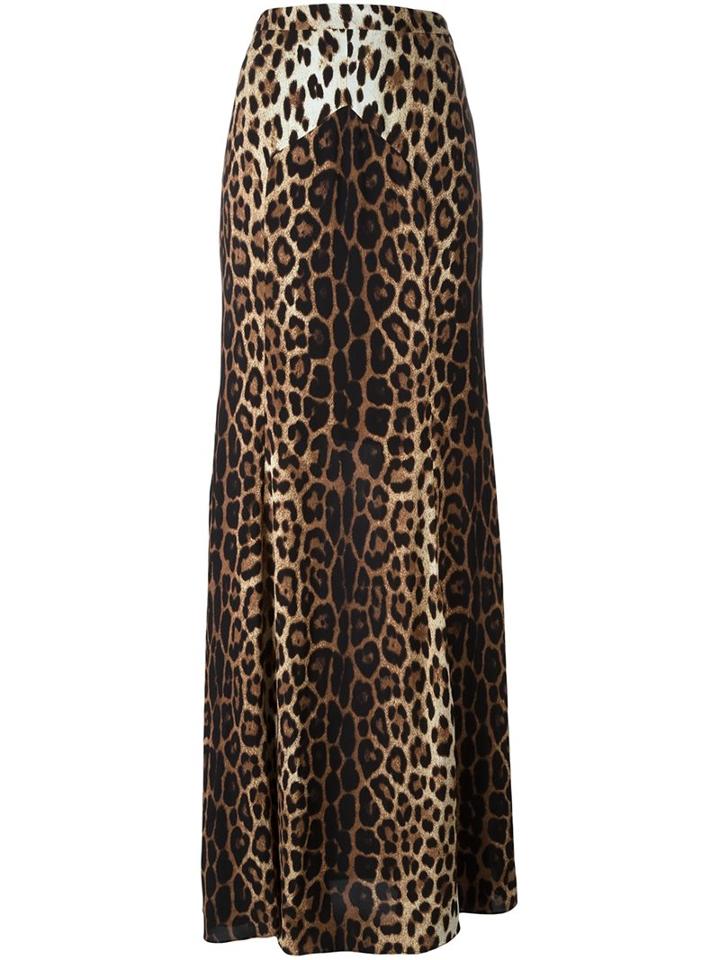 Boutique Moschino Leopard Print Skirt, Women's, Size: 42, Brown, Rayon/polyester