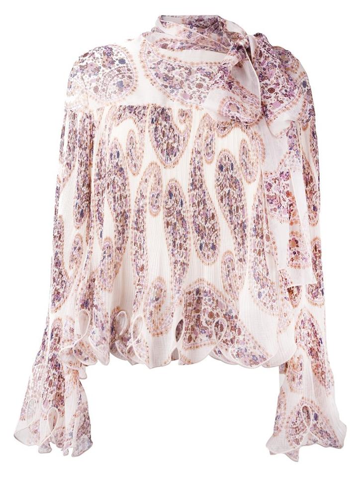 See By Chloé Paisley Print Scalloped Blouse, Women's, Size: 36, Nude/neutrals, Cotton/polyester