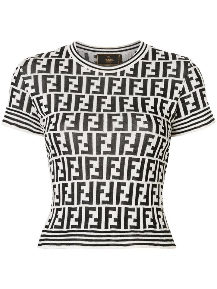 Fendi Pre-owned Zucca Pattern Knitted T-shirt - Black