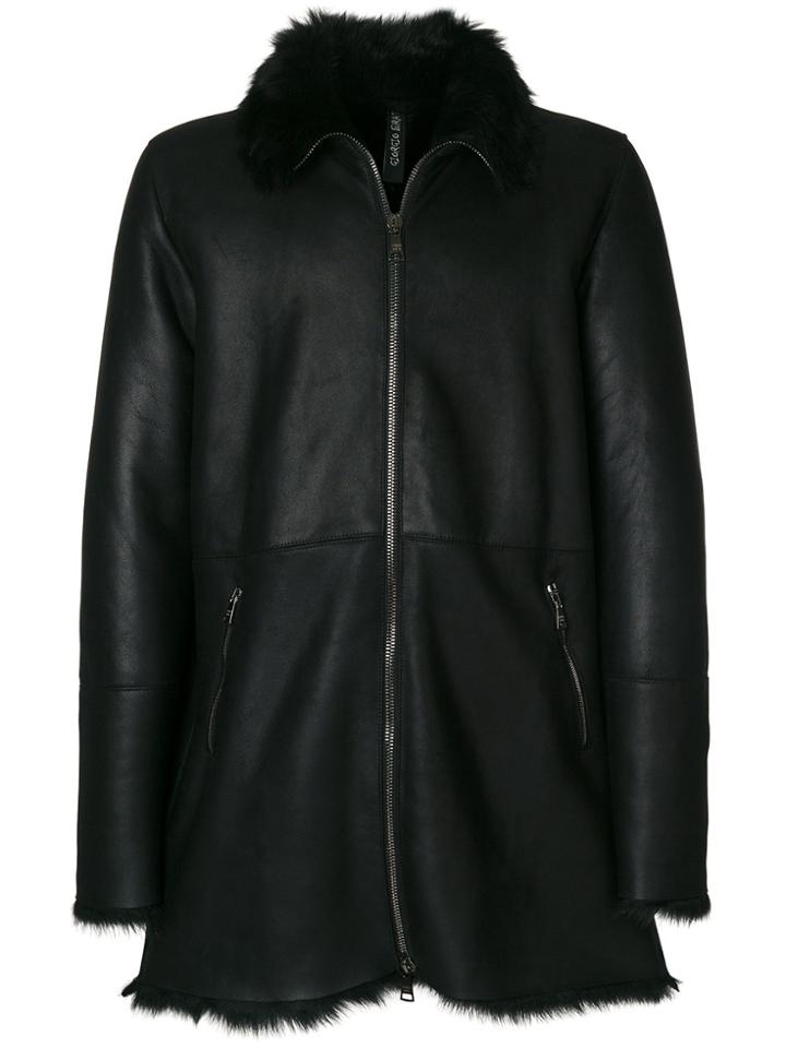 Giorgio Brato Shearling Trim Jacket - Black